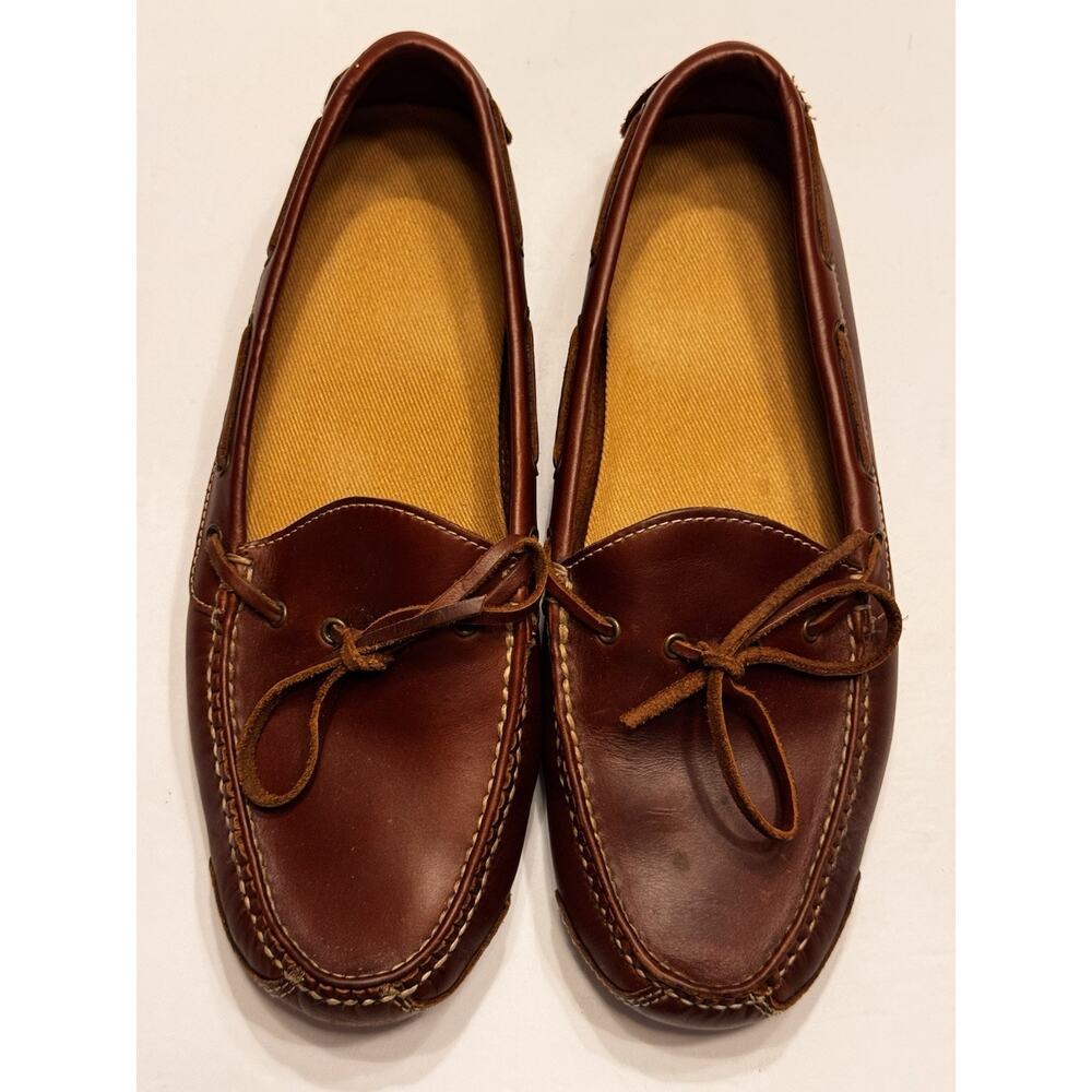 Size 10 Cole Haan Brown Leather Driving Mocs Rubber Nubs Moccasin Slip On - Picture 2 of 9